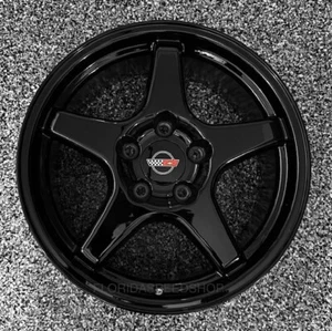 GLOSS BLACK C4 ZR1 CORVETTE WHEELS  17x9.5" SET  FITS 1988-1996 CAMARO/FIREBIRD - Picture 1 of 7