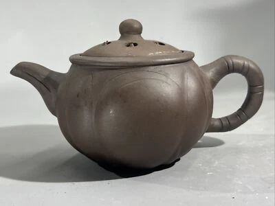 Antigua tetera china de calabaza Yixing de la dinastía Qing *Firmada Foto 1 de 4