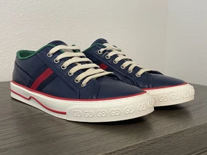 Gucci Tennis 1977 Navy Leather Sneakers Perfect Condition.Free shipping - Picture 1 of 5