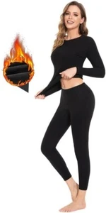 SIMIYA Womens Thermal Underwear Set Free-cutting Ultra Soft Crew Neck Black XL - Picture 1 of 5