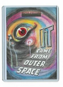 CLASSIC VINTAGE SCI-FI HORROR MOVIE POSTER SKETCH CARD It Came From Outer Space - Picture 1 of 3