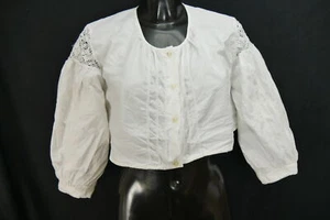 Gr.48 Dirndlbluse weiß Bluse für Dirndl Baumwolle mit Spitze B11617 - Bild 1 von 4