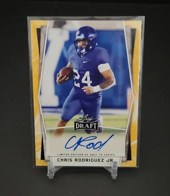 2022 LEAF DRAFT FOOTBALL AUTO CHRIS RODRIGUEZ  JR.  Gold  BA-CRJ Limited To /75 - Image 1 of 3