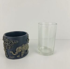 Brand New Navy Blue & Taupe Safari Themed Rinse Cup
