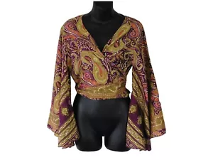 Floral Paisley Tie Top Boho Wraparound Fair Trade Made in India - Picture 1 of 32