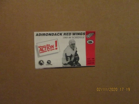 AHL Adirondack Red Wings Vintage Defunct Circa 1995-96 Team Logo Pocket Schedule Cover