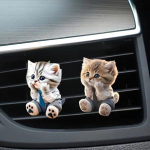 2pcs Vehicle Aroma Diffuser Kit Cute Kitten Acrylic Car Air Vent Clip Freshener  - Picture 1 of 20
