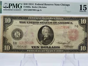1914 $10 FRN Chicago Large Size Fr. 898-A (GA Block) - VF Burke/McAdoo - Picture 1 of 4