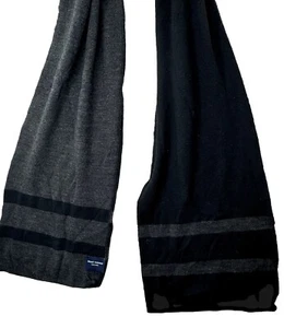 Grant Thomas 100% Lambswool Black & Gray Striped Scarf Wool 60” X 10” Long - Picture 1 of 11