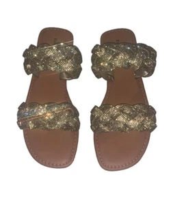 Pierre Dumas Damen Chester Sandalen Größe 8,5 Gold Edelsteine Brandneu - Bild 1 von 3