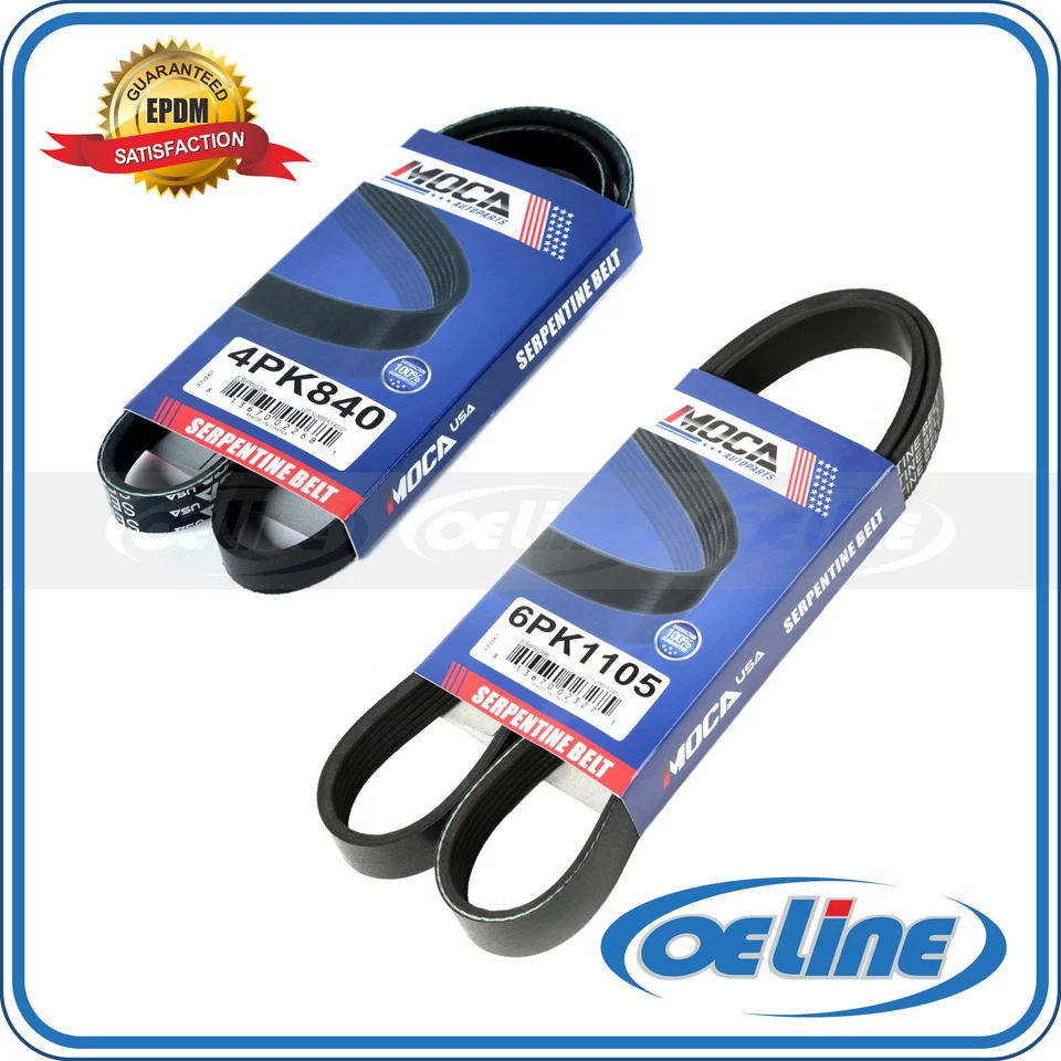 EPDM Fits Nissan Sentra 2000-2006 1.8LAlter​nator-A/C-PS-WP Drive Belt Set 2 pcs - Image 1 of 4