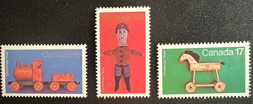Canada Stamp Collection #839-841 Christmas 1979 Antique doll toy train & horse Foto 1 de 1