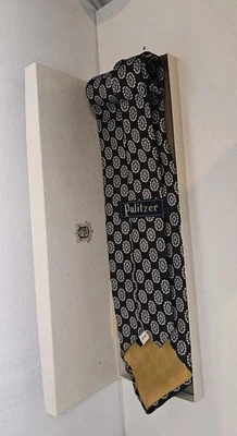 复古男式领带带标签普利策棕色 Miller & Rhoads 盒子 54 全新带标签 — 第 1/4 张图片