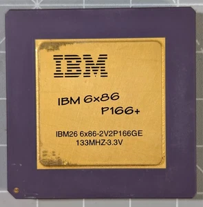 IBM 6x86 P166+ (133MHz) Socket 7 CPU - Gold Top - Vintage Cyrix Processor - Afbeelding 1 van 2