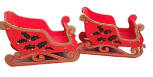 Slitta di Babbo Natale Vintage Pieghevole Legno Ritaglio Decorazione Giappone  - Foto 1 di 11