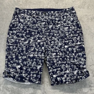 Chicos Cargo Shorts Womens 3 Large Blue Tropical Hawaiian Elastic Waist - Picture 1 of 9