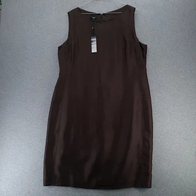 Talbots Dress Womens 16P Brown Sleeveless Sheath 100% Silk Lined Career - Image 1 of 4