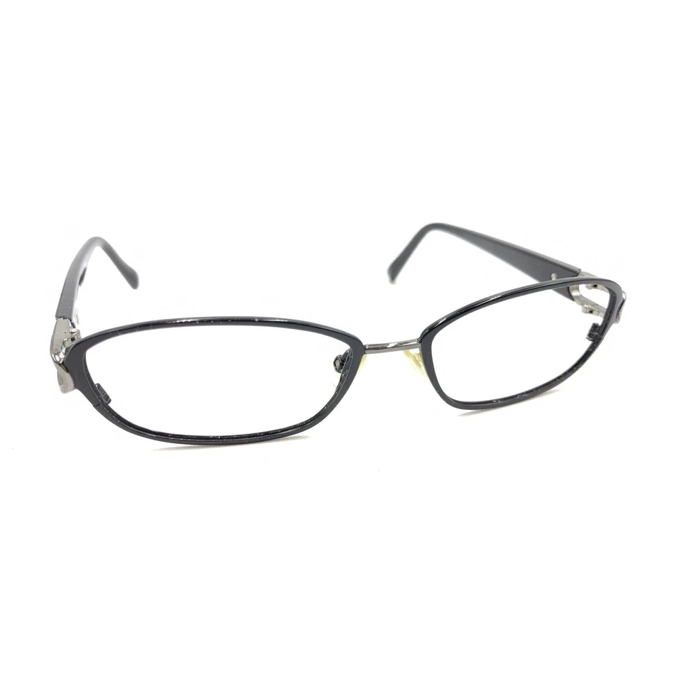 Monturas de gafas ovaladas de metal negro plateado pulido Jimmy Choo 135 diseñador italiano Foto 1 de 4