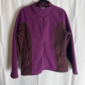 Eddie Bauer POLARTEC Burgandy and Brown Full Zip Front Fleece Jacket Wms X Large - Picture 1 of 11