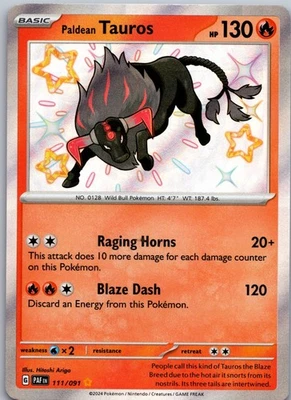 Paldean Tauros Shiny Rare SV: Paldean Fates 111/091 NM - Image 1 of 2