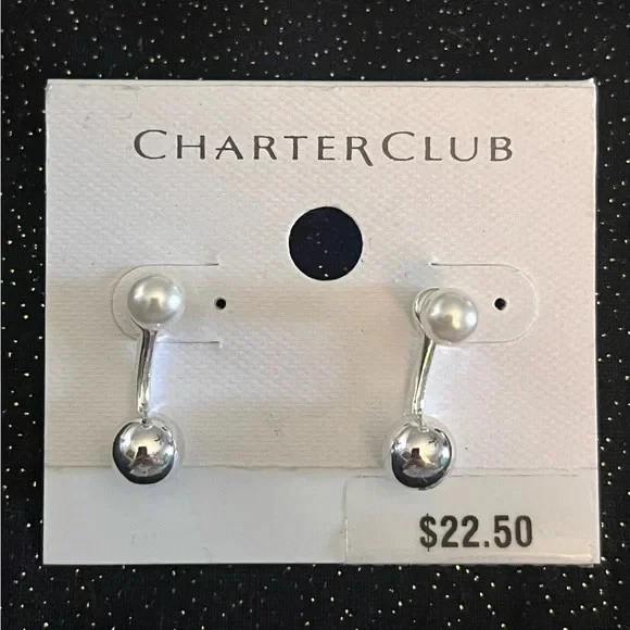 Brincos de prata de pérolas Charter Club - Imagem 1 de 1