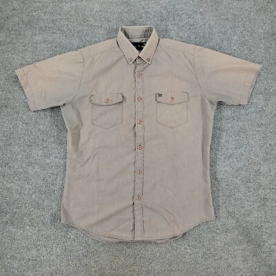 Camisa con botones KR3W para hombre gris medio logotipo KREW cuello manga corta bolsillo adulto Foto 1 de 4