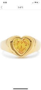 Anillo Chapado en Oro 14k Corazón Algunos Talla 6 Piedra Canaria - Imagen 1 de 4