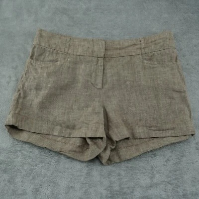 Papaya Linen Shorts Women's Medium Mid-Rise Flat-Front Lightweight Brown - Image 1 of 4