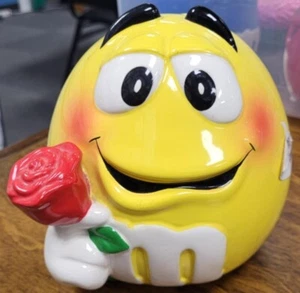 M&M Yellow Cookie Jar with Rose - (B193) - Picture 1 of 5