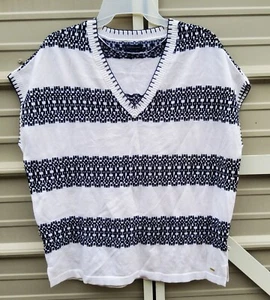 Tommy Hilfiger Sweater Vest Sz Large Multicolor Pullover V Neck Top Womens - Picture 1 of 4