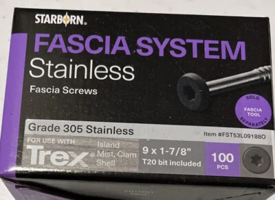 STARBORN Fascia System for TREX #9 X 1-7/8" 305 Stainless Screws Island Mist