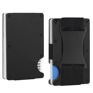 EDGE Slim RFID Minimalist Aluminium Kartenetui Brieftaschen für Männer mit Geldband - Bild 1 von 101