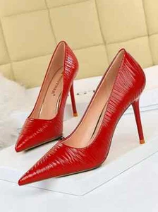 Zapatos De Tacón Elegantes Rojos Brillantes 10.5 Cm De Piel Sintética 9277 - Imagen 1 de 1