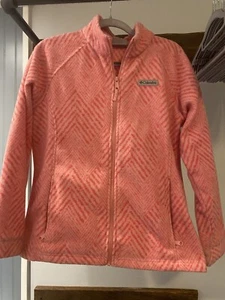 Columbia Fleece Jacket Youth XL(18-20) Pink Stripes Full Zip Up Fleece Coat - Picture 1 of 4