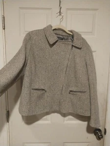 Talbots Women's Size 20WP Beige Gray Glitter Front Zip Up Blazer Jacket Shacked  - Picture 1 of 14