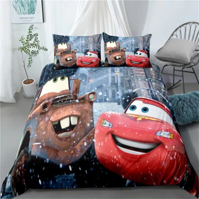 McQueen Cars Mater King Single Double Queen King Bed Quilt Doona Duvet Cover Set — 第 1/2 张图片