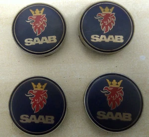 SAAB Juego Genuino 4 Tapas Buje de 4 Ruedas Cabeza de Grifón Logotipo Negro Gris Borde 12802437 - Imagen 1 de 1