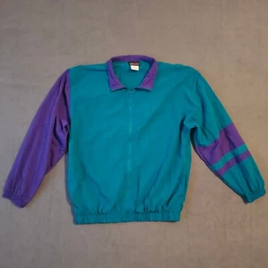 Jantzen Jacket Adult Extra Large Green Purple Windbreaker Y2K Colorblock Retro - Picture 1 of 19