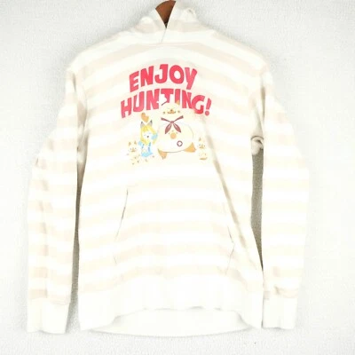 Uniqlo UT Hoodie Womens Large White Beige Striped Sweatshirt Enjoy Hunting - Image 1 of 4