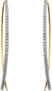 Open Hoop (Earrings) rhinestone, gold plated, elegant oval half hoop w/ gift box - Picture 1 of 3