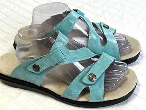 PROPET St. Lucia Iridescent Aqua Blue Leather Sandals, Sz. 11W, Adjustable, CUTE - Picture 1 of 17