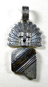 NAVAJO TOMMY SINGER STERLING Stamped Domed HANDMADE Vintage KACHINA PENDANT - Picture 1 of 4