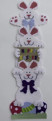 PLASTIC-CANVAS-KITS.COM Easter Bunny Stack Wall Hanging-Happy Easter-Plastic Canvas Pattern or Kit