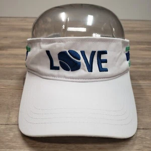 Runway Athletics Tennis Visor Cap Hat Strap Back Love Side Stripes White Adj - Picture 1 of 7