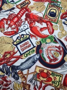 Lot of 4 Lobster Crab Coastal Finished Fabric Panel Table Runners 71" x 21" Each - Picture 1 of 9