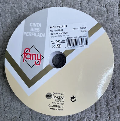 Byetsa Rusty Brown 30mm Velvet Bias Tape on 10mm Roll NEW - Image 1 of 2