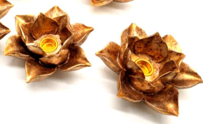 Ceramic Lotus Flower Candle Tea Light Votive Holders (set of 2) - Image 1 of 4