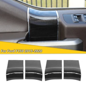4x Cubierta decorativa de moldura de panel de manija de puerta interior para Ford F150 2015+ grano de madera negro - Imagen 1 de 9
