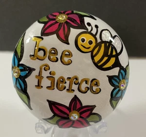 Bee Fierce - Encouragement Bee - Kindness Rock - By Jadel Rocks - Picture 1 of 5