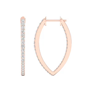 10K Rose Gold  1/2Ct TDW Inside Outside Diamond Accent Hoop Earrings - Picture 1 of 6